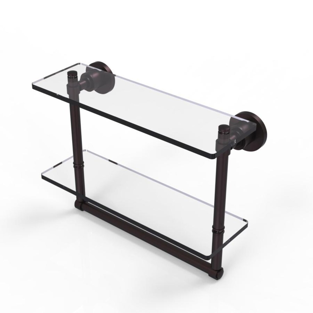 Washington Square Collection 16 Inch Two Tiered Glass Shelf With Integrated Towel Bar - Ws-2Tb/16-Abz